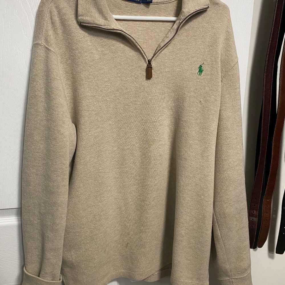 Polo Cream Quarter Zip Sweater